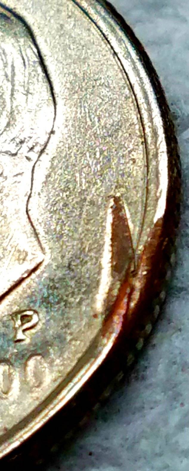 2000-P-Roosevelt-Dime-Struck-Through-And-Attached-On-Obverse?